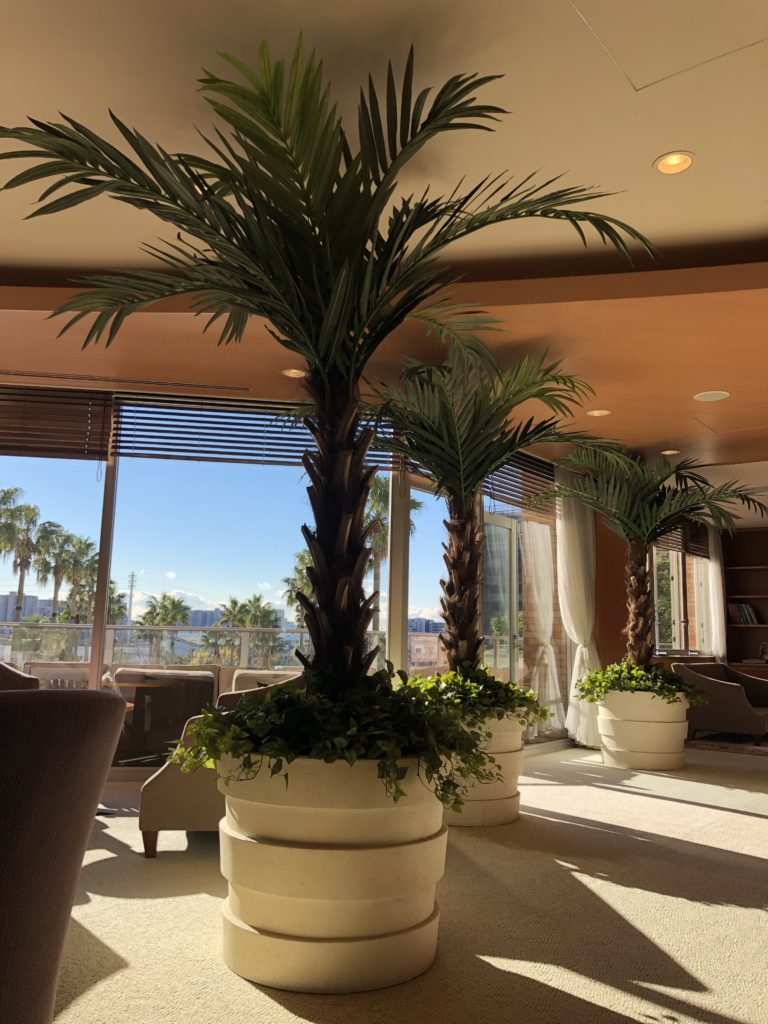 alt="特注フェイクグリーンのリニューアル施工(ヤシの木)"